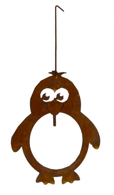 Pinguin zum Hängen für Meisenknödel, Edelrost H 28x14cm Pinguin zum Hängen für Meisenknödel, Edelrost H 28x14cm