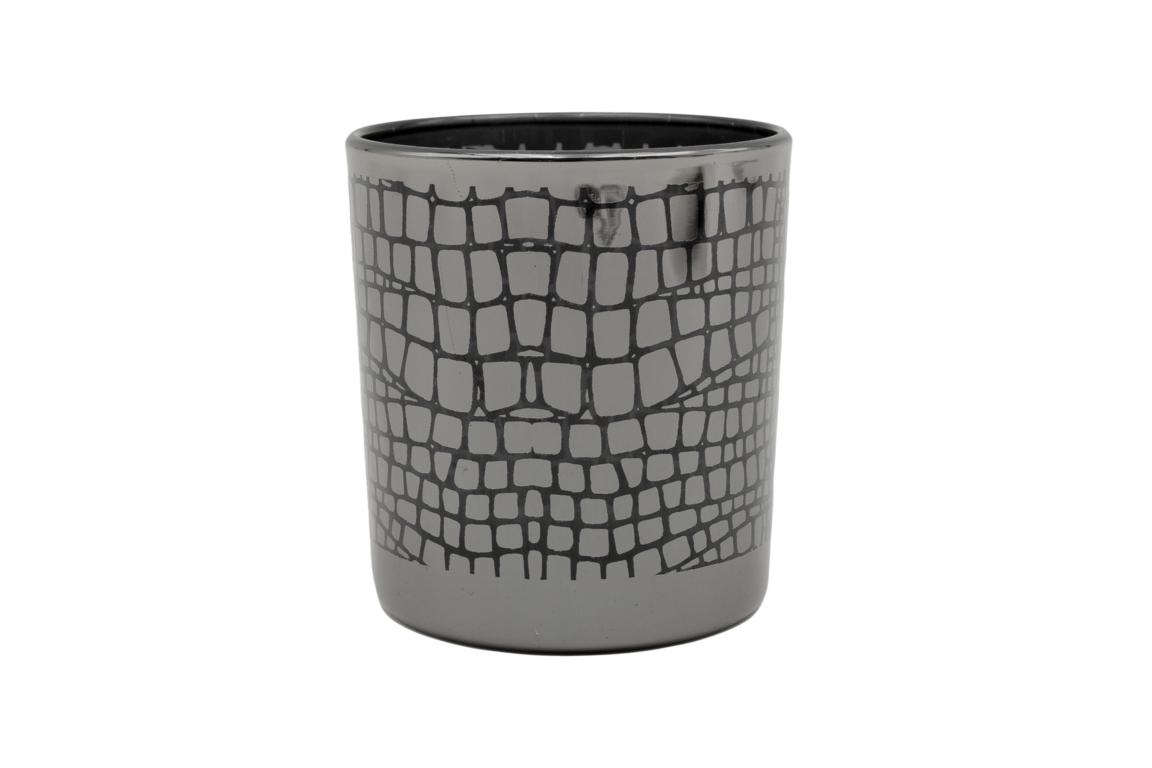 COLMORE Windlichtglas S, grau silber mit Wabenmuster, 7,5x7,5x8 cm
