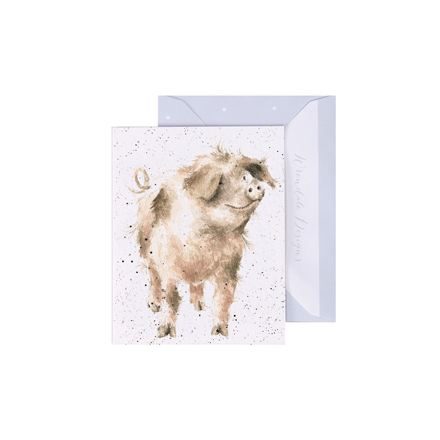Wrendale Mini-Karte mit Umschlag, Motiv Schwein, Truffles and Trotters