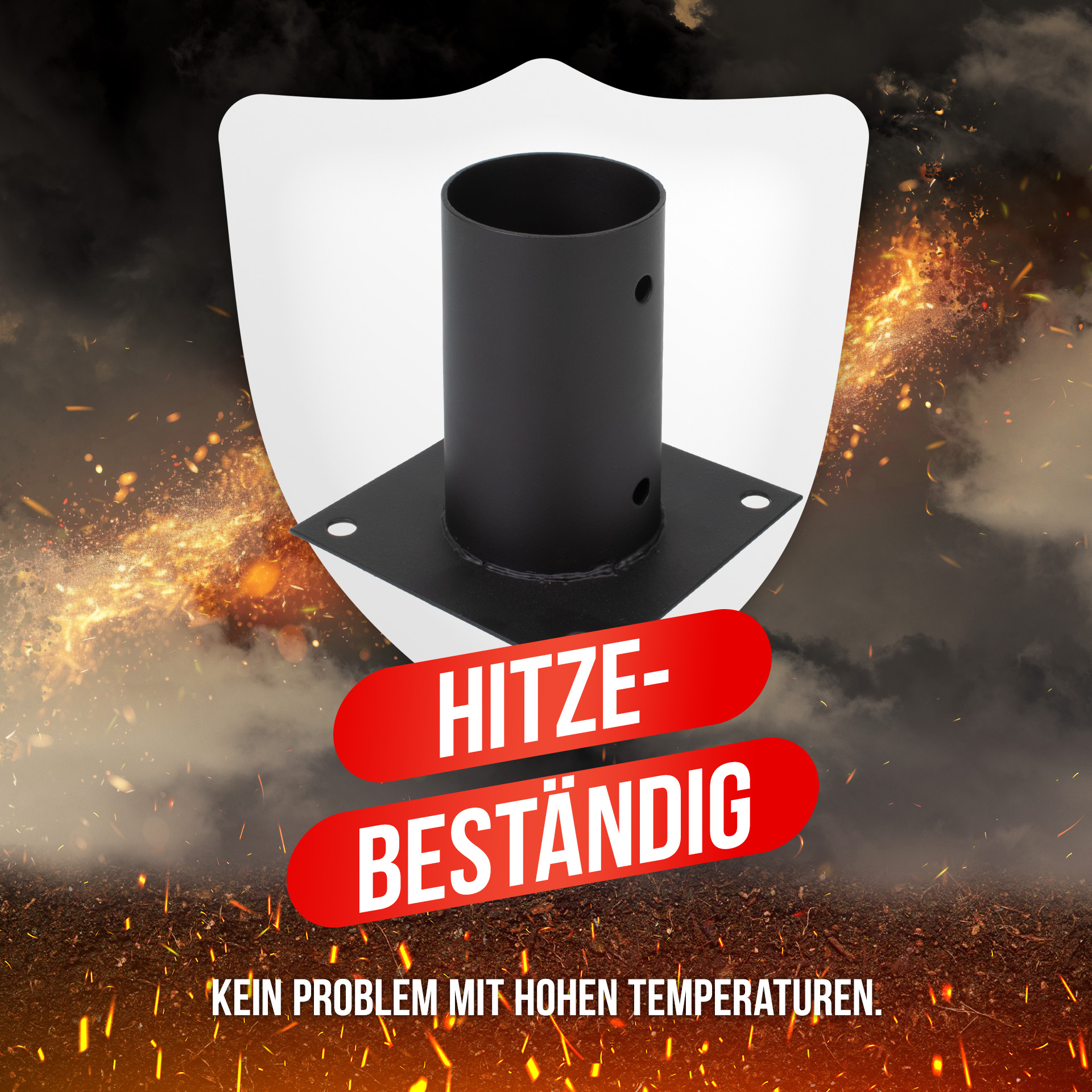 Aufschraubhülse (80 mm) für Rundholzpfosten, pulverbeschichtet, schwarz Aufschraubhülse (80 mm) für Rundholzpfosten, pulverbeschichtet, schwarz