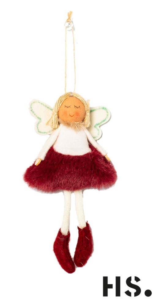 Kleiner Engel aus Stoff, zum Aufhängen, 9x5x15cm, Farbe Rot