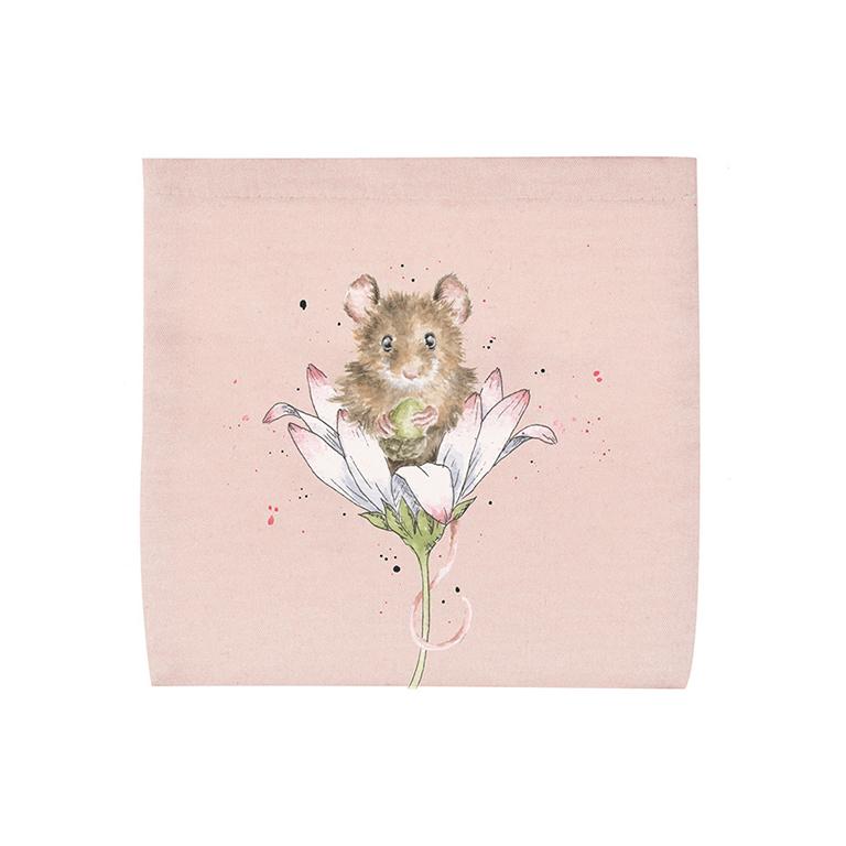 Wrendale Einkaufstasche, faltbar, Motiv Maus auf Gänseblümchen, rosa,  41x44cm