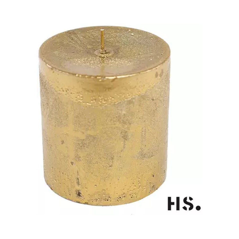 Kerze Stumpen, Gold, 9x10cm