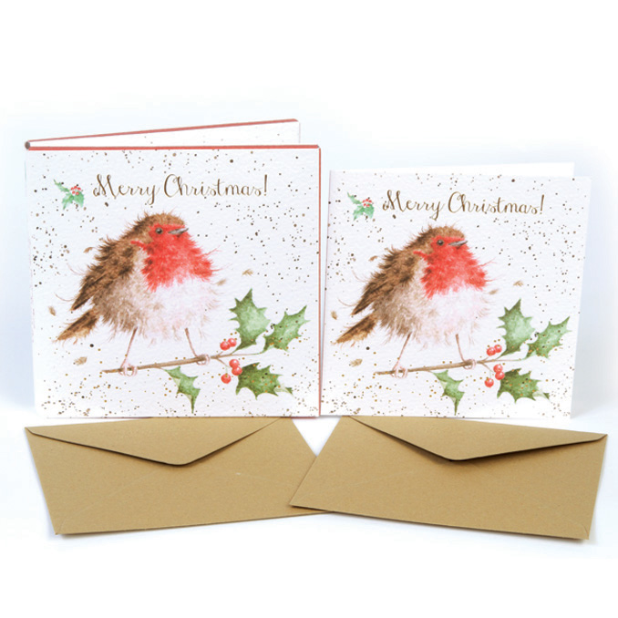 Wrendale kerstkaartenset Vrolijk kerstfeest, 8 kaarten met envelop en tekst, 12x12 cm Wrendale kerstkaartenset Vrolijk kerstfeest, 8 kaarten met envelop en tekst, 12x12 cm