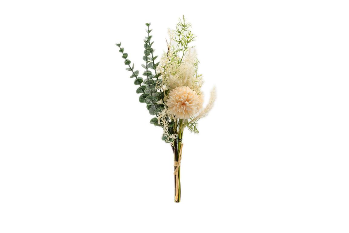 Kleiner künstlicher Wiesenblumenstrauß, Blüten und Gräsermix rose, 40 cm