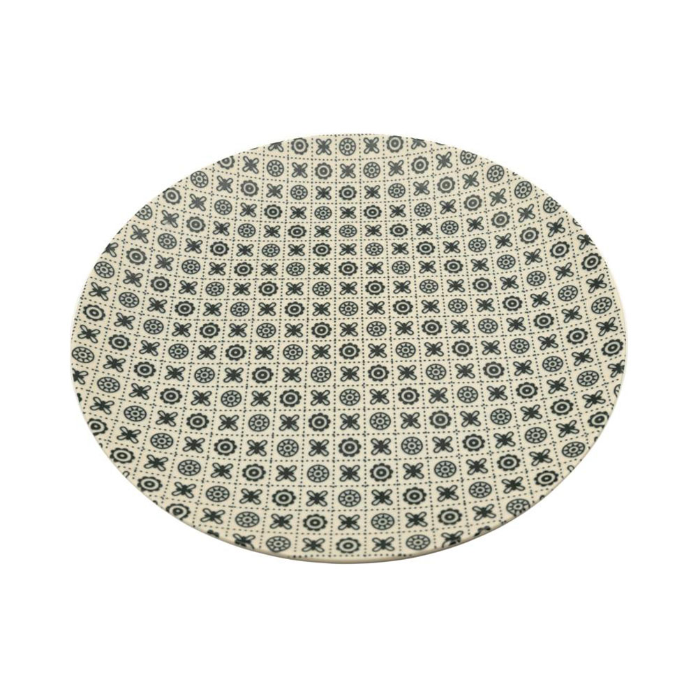 Augusta, Speiseteller, Feinsteinzeug, Florales Muster, blauschwarz/creme, D 27cm