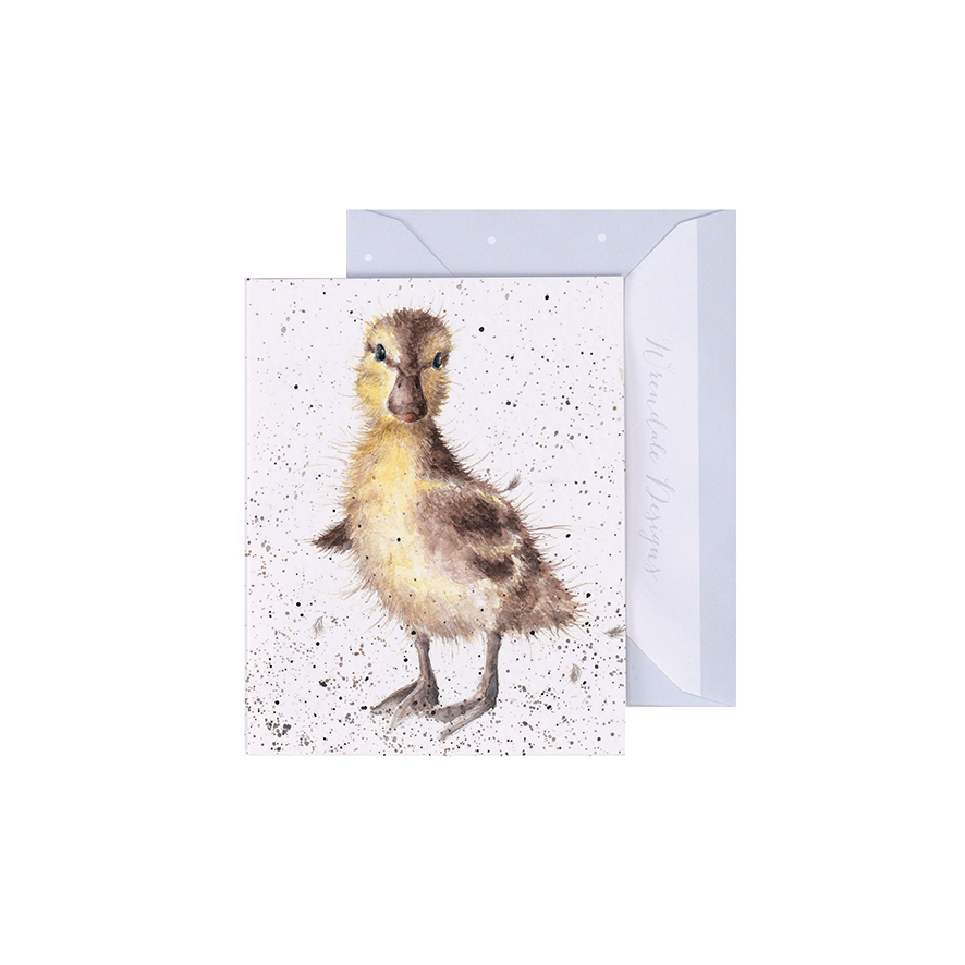 Wrendale Mini-Karte mit Umschlag, Motiv kleines Entenküken, Just hatched