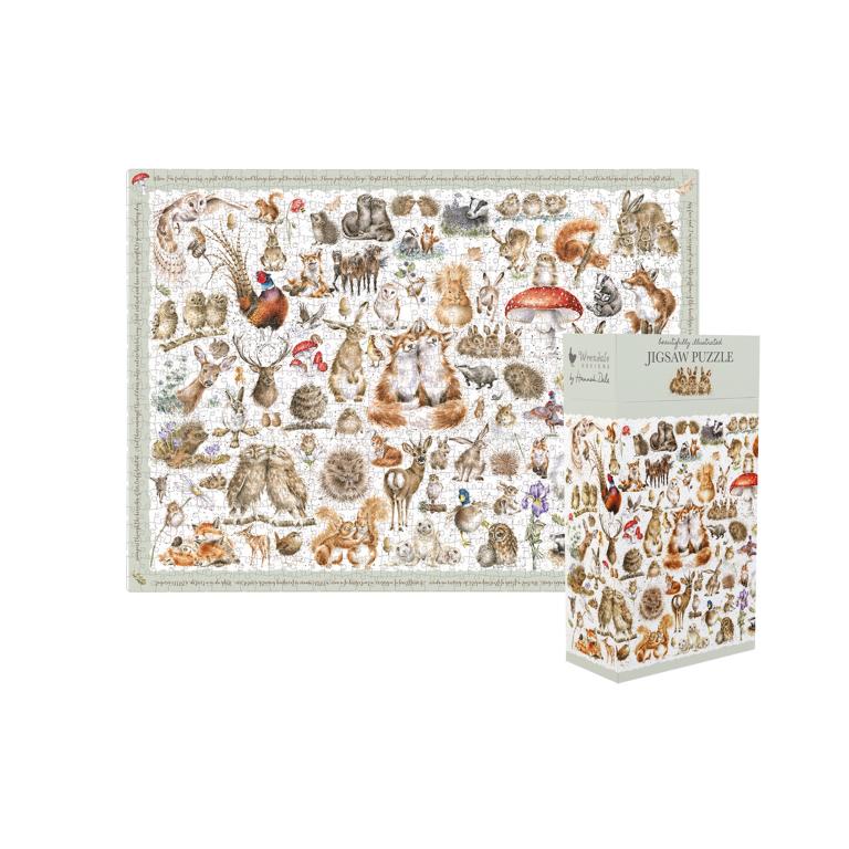 Wrendale Puzzle " The Country Set", in Schachtel, Motiv Wildtiere, grün/natur, 1000 Teilig, Puzzle 51x69cm