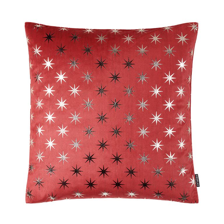 PROFLAX Kissenhülle rot mit goldenen Sternen 40x40 cm