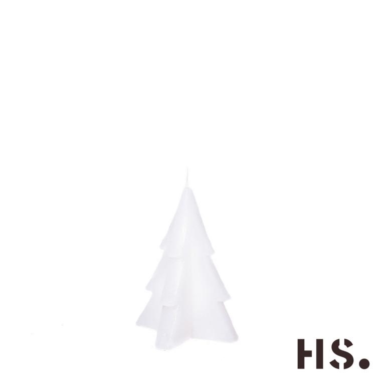 Kerze in Tannenbaumoptik M , Weiß  9 x12 cm, Brenndauer 8 Stunden