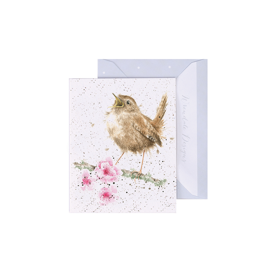Wrendale Mini-Karte mit Umschlag, Motiv Vogel auf Ast, little tweets