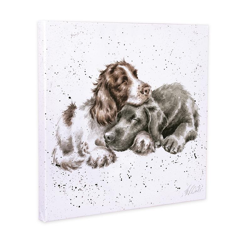 Wrendale Leinwand medium, Aufdruck kuschelnde Hunde, "Growing old togehther", 50x50cm