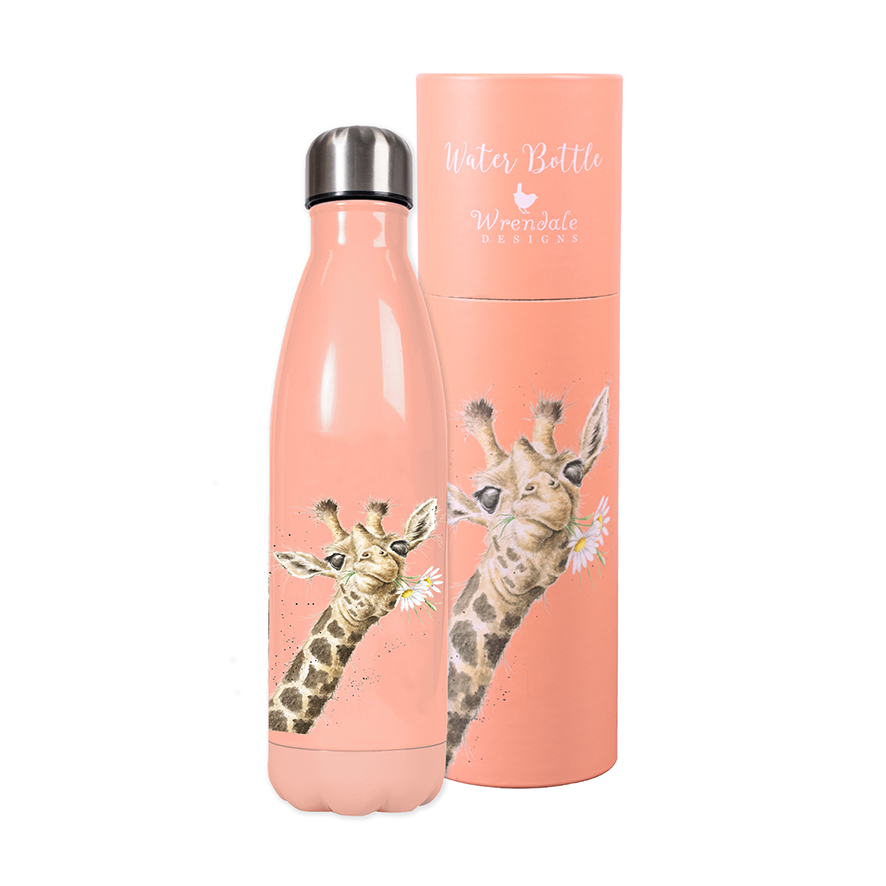 Wrendale Trinkflasche in Geschenkverpackung, Motiv Giraffe, Farbe apricot, 500 ml