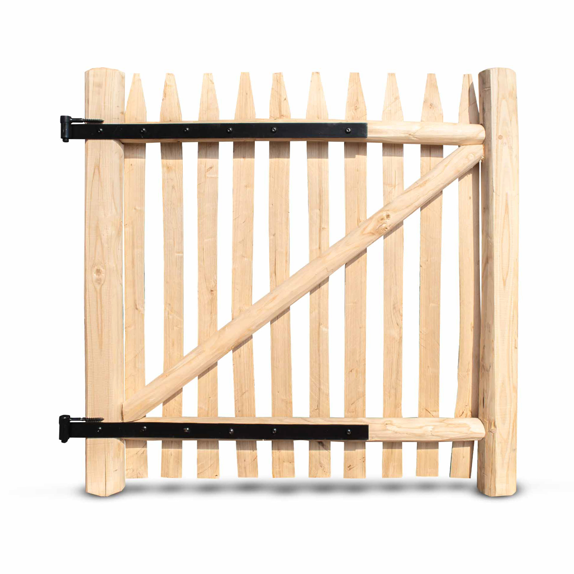 Deluxe Staketenzaun-Tor aus Edelkastanie (gezapft und geschraubt) inkl. Beschläge, vormontiert 120 cm 175 cm