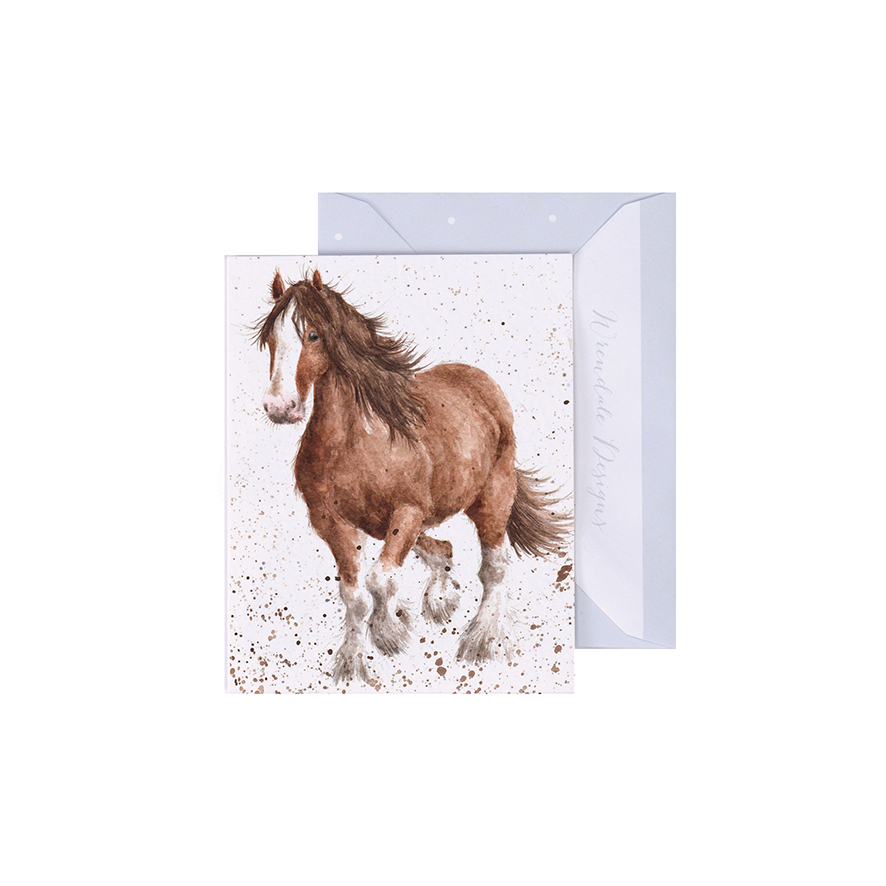 Wrendale Mini-Karte mit Umschlag, Motiv trabendes Pferd, feathers