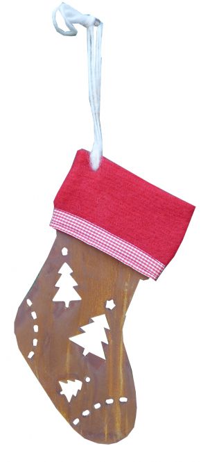 Kerstman sok met decoratief vilt, roestvrij staal, roest decoratie, H 30cm Kerstman sok met decoratief vilt, roestvrij staal, roest decoratie, H 30cm