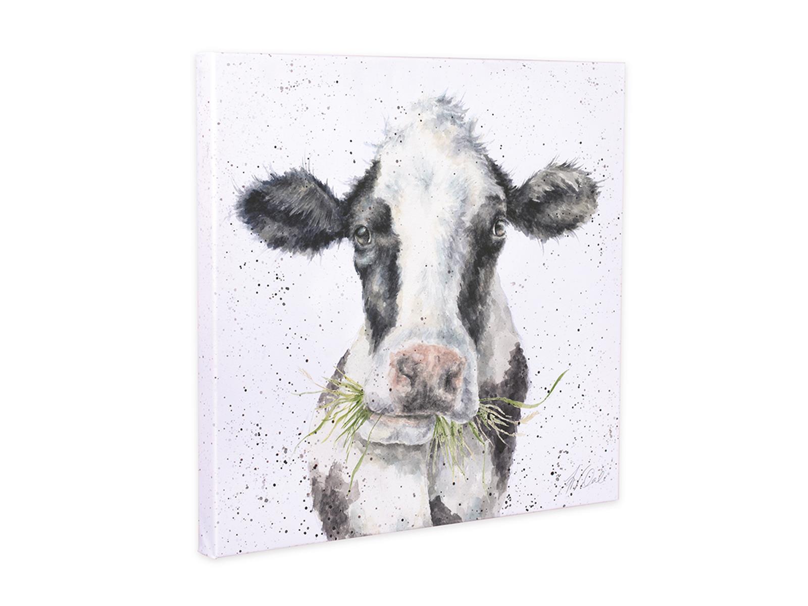 Wrendale Leinwand, Aufdruck Kuh kaut Gras, "Milk Maid", 80x80 cm