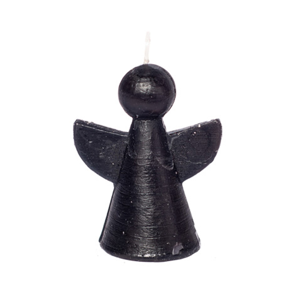 Kerze in Engeloptik klein, Farbe Schwarz