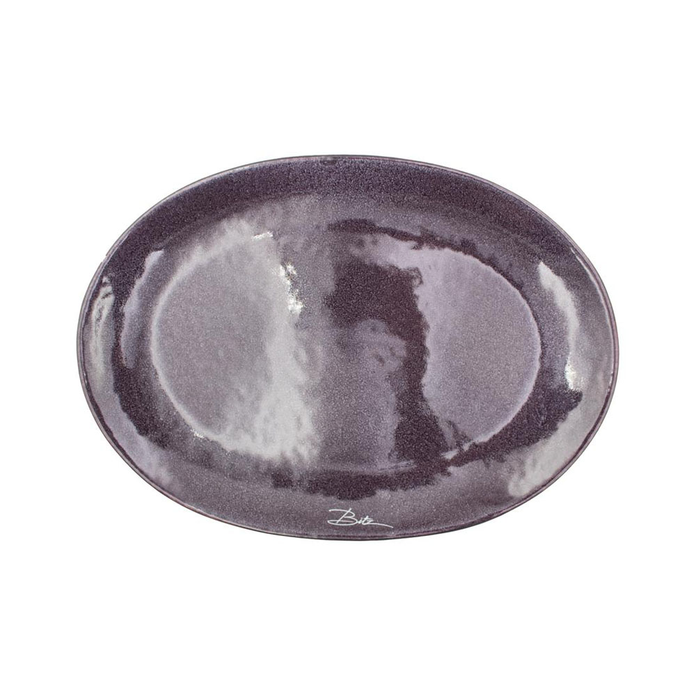 BITZ Sevierschale oval Steingut schwarz lila, 45x34cm