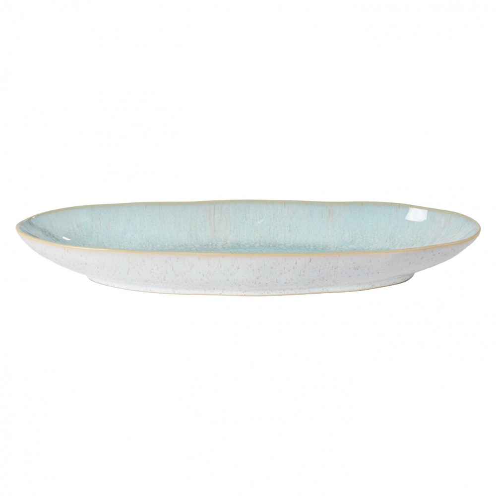 Casafina Eivissa ovale Servierplatte/Schale, innen meerblau, außen beige, gesprenkelt, 33x11x5cm