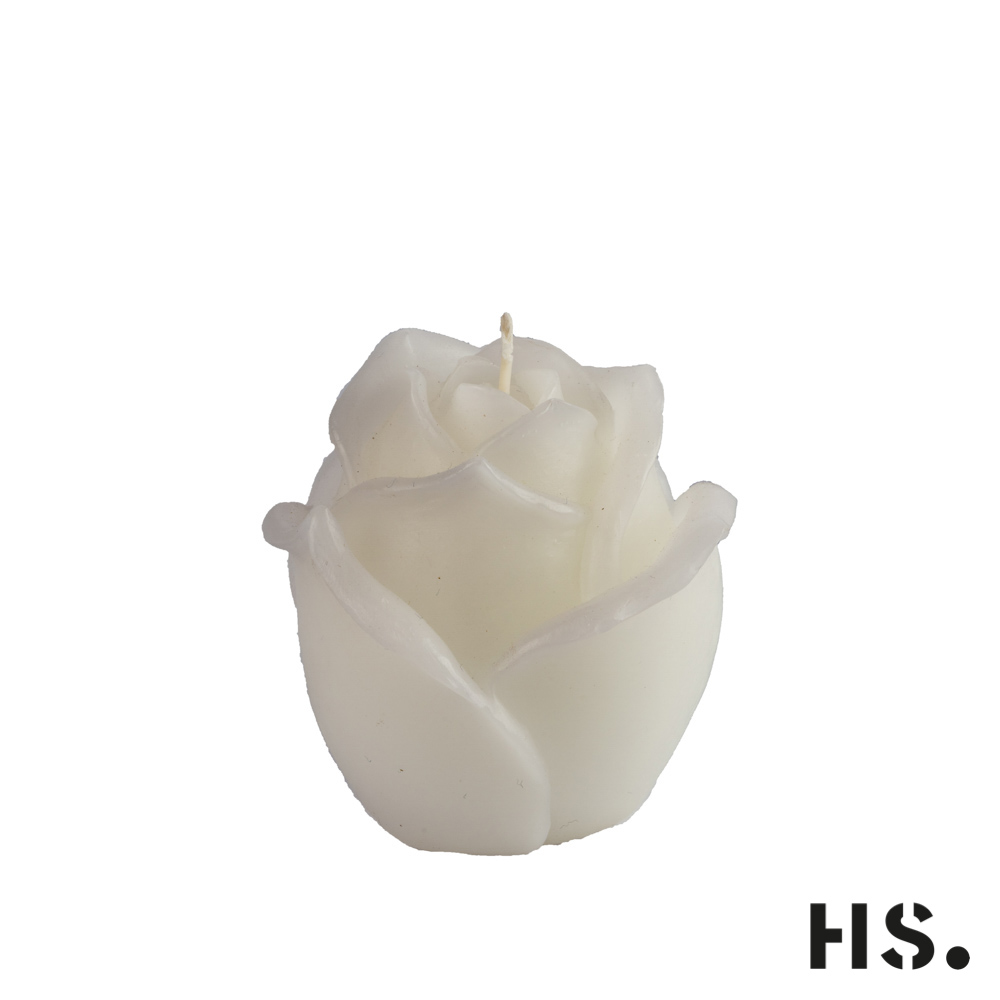 Kerze Rosa S, Rosenoptik, Brenndauer 31h, 8,5x6cm, weiß
