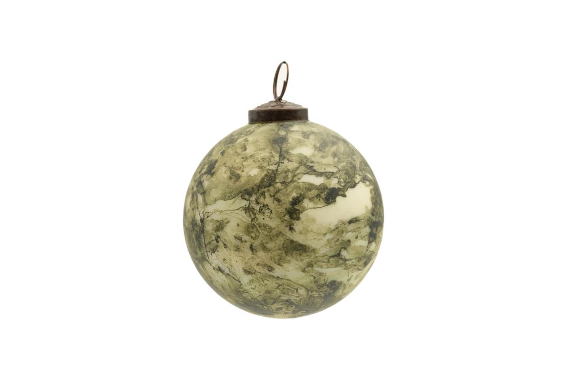 Colmore Christbaumkugel, Glas, grün/creme marmoriert, Antike Optik, D 10cm