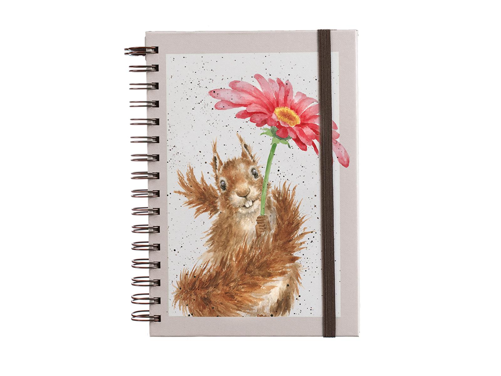 Wrendale Stationery Spiral Notizbuch, DIN A 5, Motiv Eichhörnchen mit Blume 