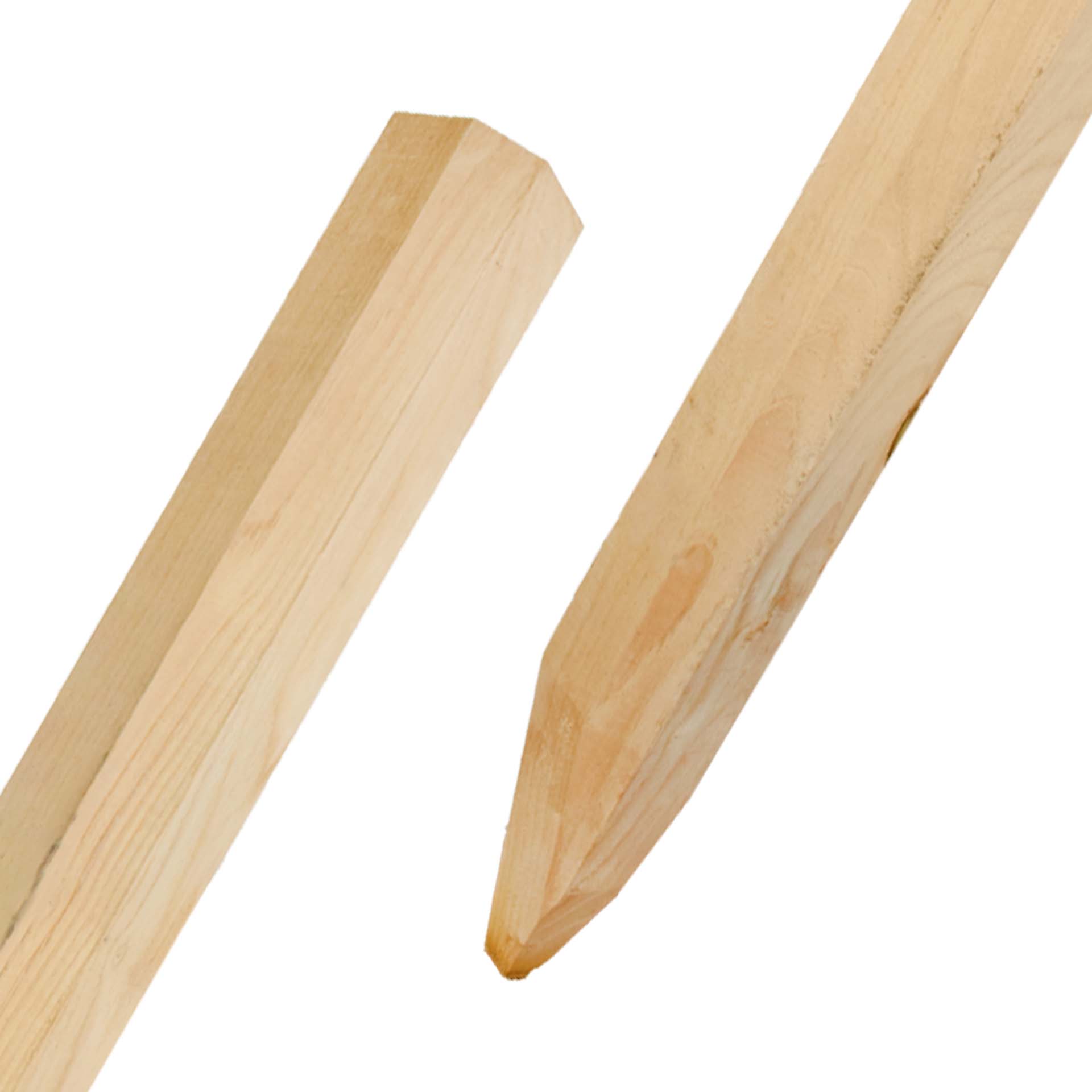 Fünfkantpfähle aus Kastanie, 120 cm Länge, Durchmesser 6-8 cm