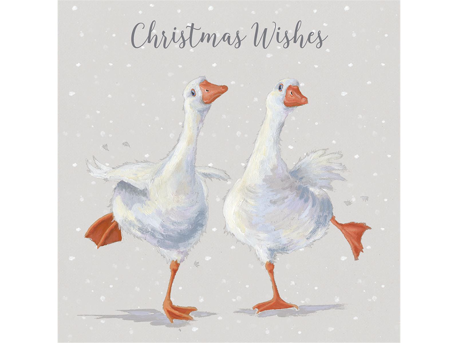 Wrendale kerstkaartenbak kerst winter, motief ganzen, 8 kaarten met envelop en tekst, 15,5x15,5 cm Wrendale kerstkaartenbak kerst winter, motief ganzen, 8 kaarten met envelop en tekst, 15,5x15,5 cm