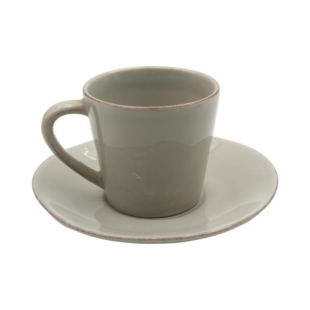 Costa Nova, Gedeck für Kaffee oder Tee, 2-teilig / Ober- und Untertasse Nova, grau, 0,19 l