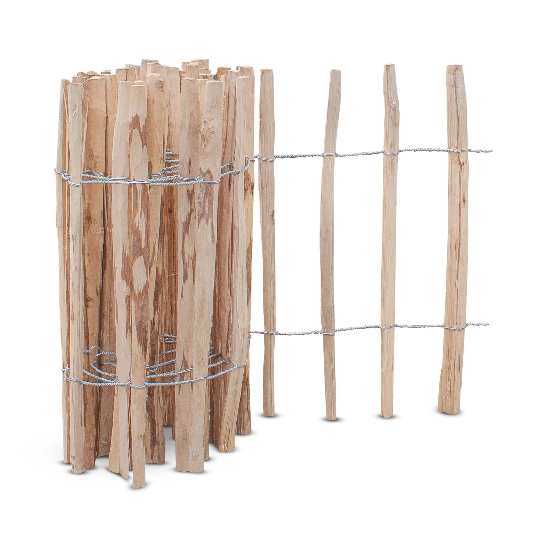 Staketenzaun Haselnuss Höhe 60 cm, Länge 5 Meter, Lattenabstand 7-9 cm Staketenzaun Haselnuss Höhe 60 cm, Länge 5 Meter, Lattenabstand 7-9 cm