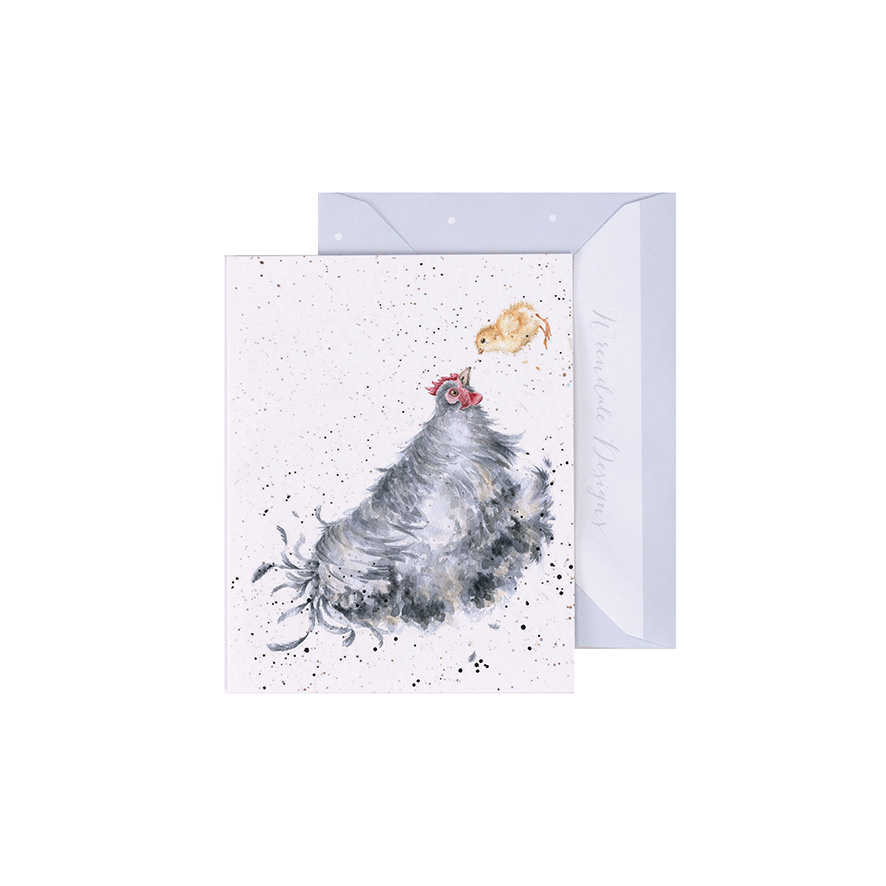 Wrendale Mini-Karte mit Umschlag, Motiv Henne mit Küken, Mother Hen, Rechteckig, 9x7,5cm