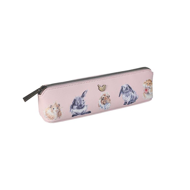Wrendale Make-up Pinsel/StifteTasche, Motiv Hamster/Hase/Meerschweinchen "Guinea Pig", rosa, 20,5x5x6 cm