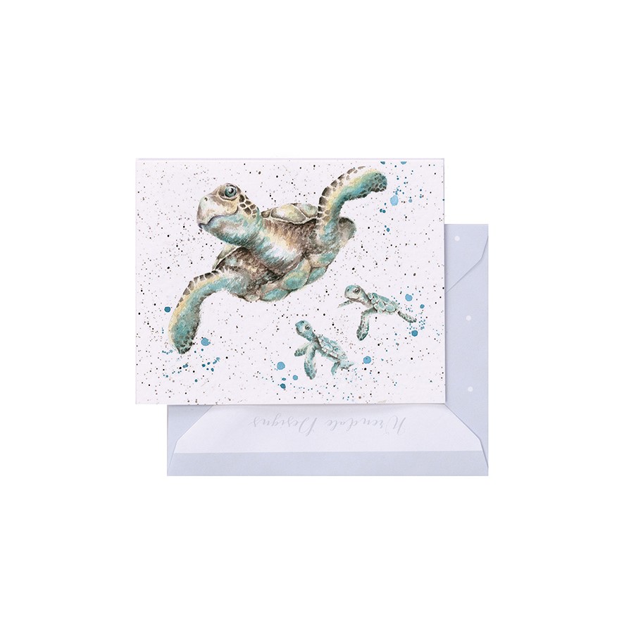 Wrendale Mini-Karte mit Umschlag, Motiv Schildkröten im Wasser , Rechteckig, 9x7,5cm