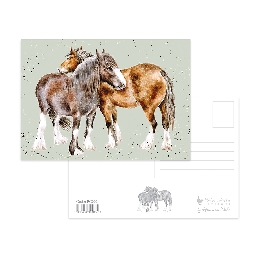 Wrendale Postkarte, Motiv zwei Ponys " Side by Side", 14,8x 10,5cm