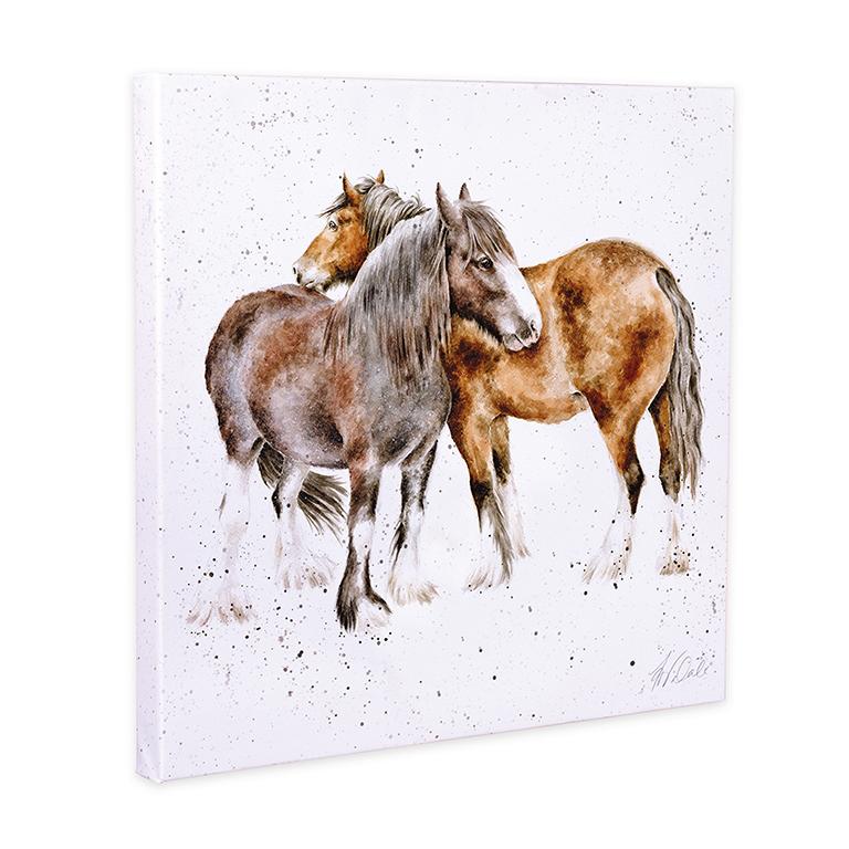 Wrendale Leinwand klein, Aufdruck zwei Ponys, "Side by Side", 20x20cm