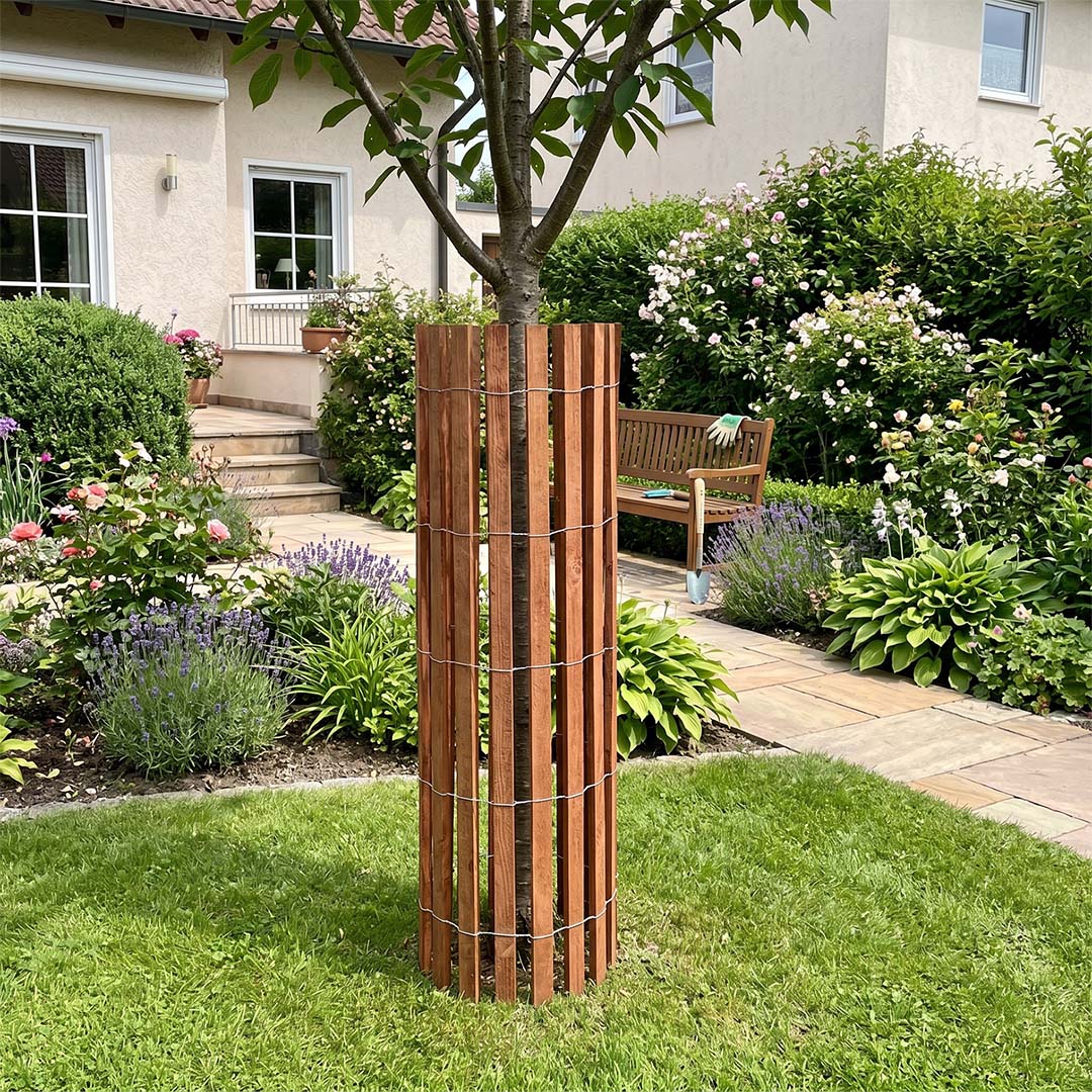 Baumschutz-/ Bissschutzzaun aus Fichte (imprägniert) - Länge 5 Meter, Höhe 150 cm, Lattenabstand ~6 cm Baumschutz-/ Bissschutzzaun aus Fichte (imprägniert) - Länge 5 Meter, Höhe 150 cm, Lattenabstand ~6 cm