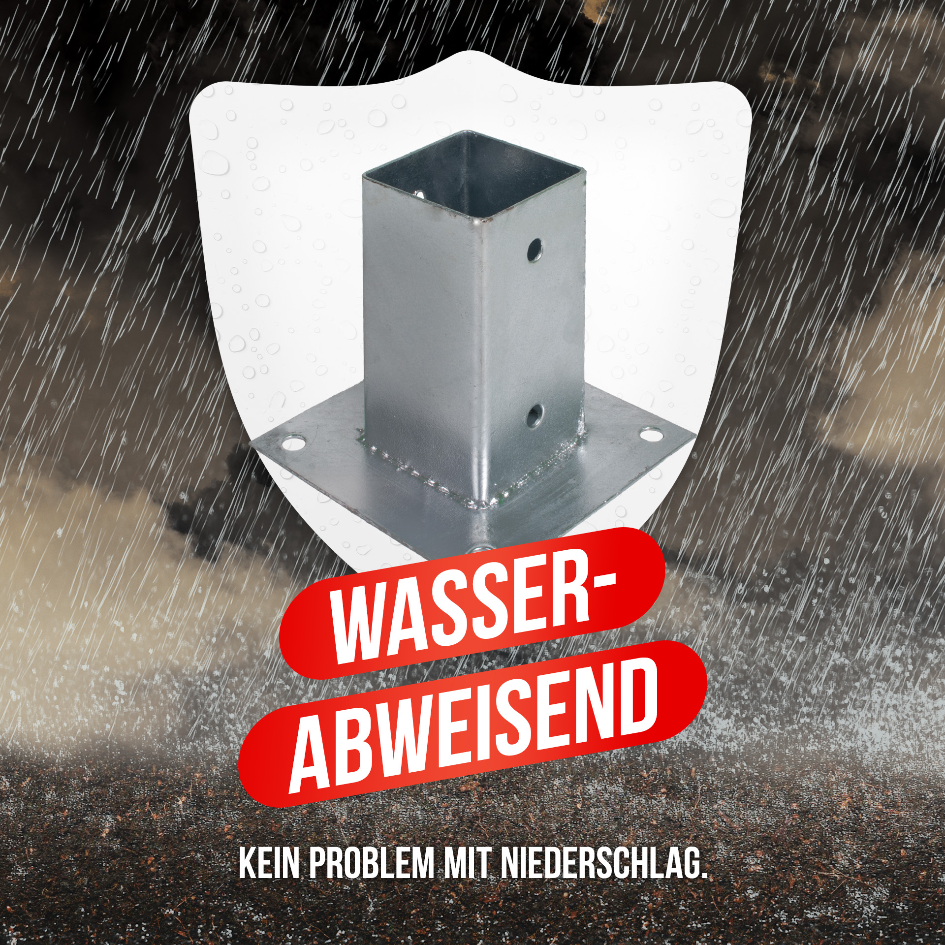 Aufschraubhülse (71 mm) für Vierkantpfosten, feuerverzinkt, silber Aufschraubhülse (71 mm) für Vierkantpfosten, feuerverzinkt, silber
