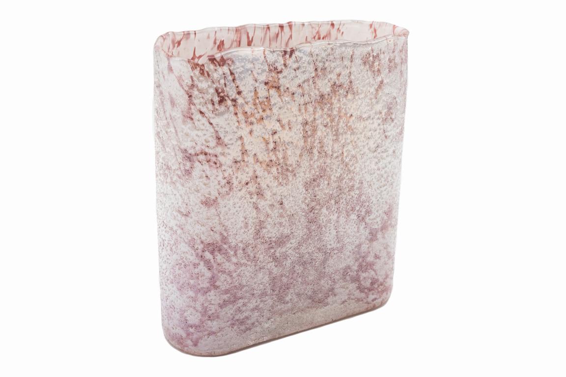 Colmore Vase, oval, groß, marmoriert rosa/weiß, glitter, aus Glas, handgearbeitet, mundgeblasen, 20x22x6cm