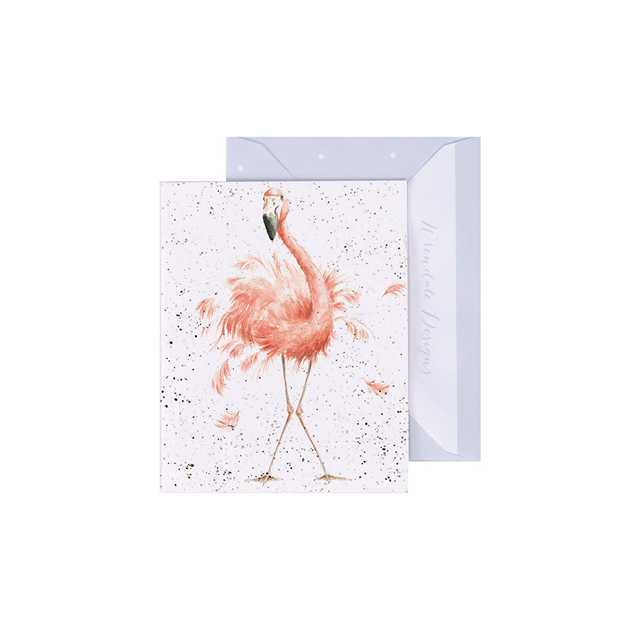 Wrendale Mini-Karte mit Umschlag, Motiv Flamingo, Pretty in Pink