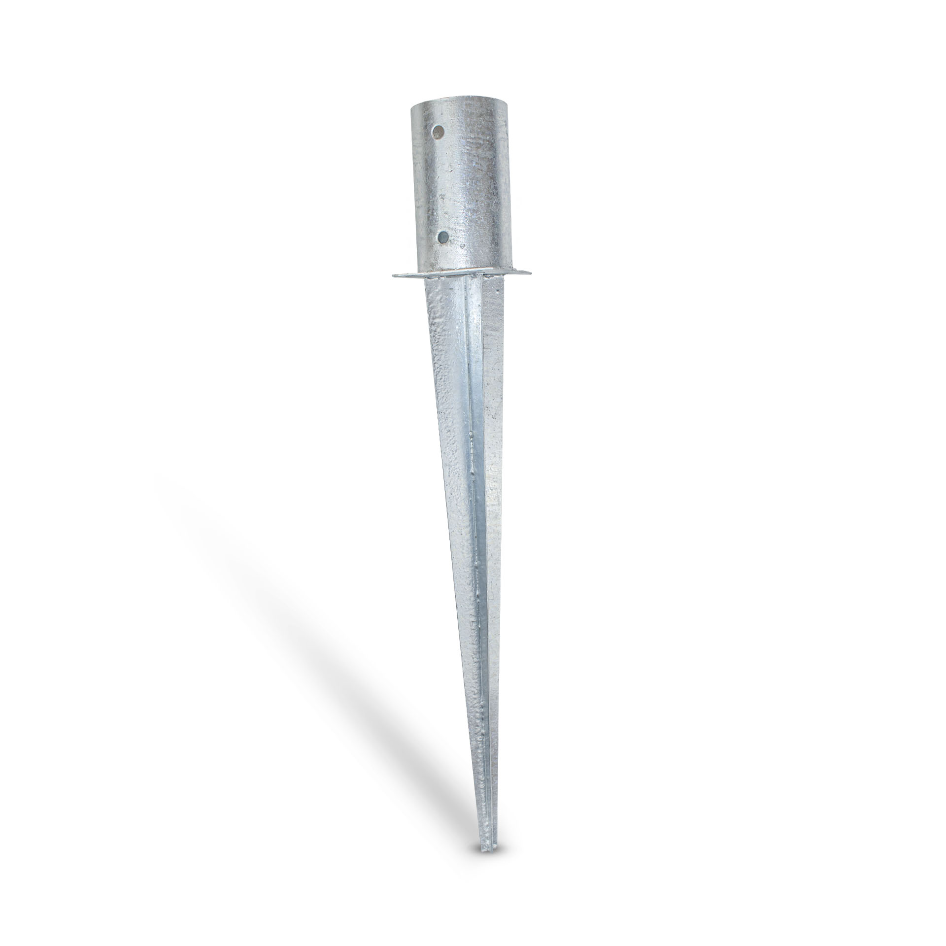 Post anchor round (81 mm) for milled and partially milled posts, galvanized, silver