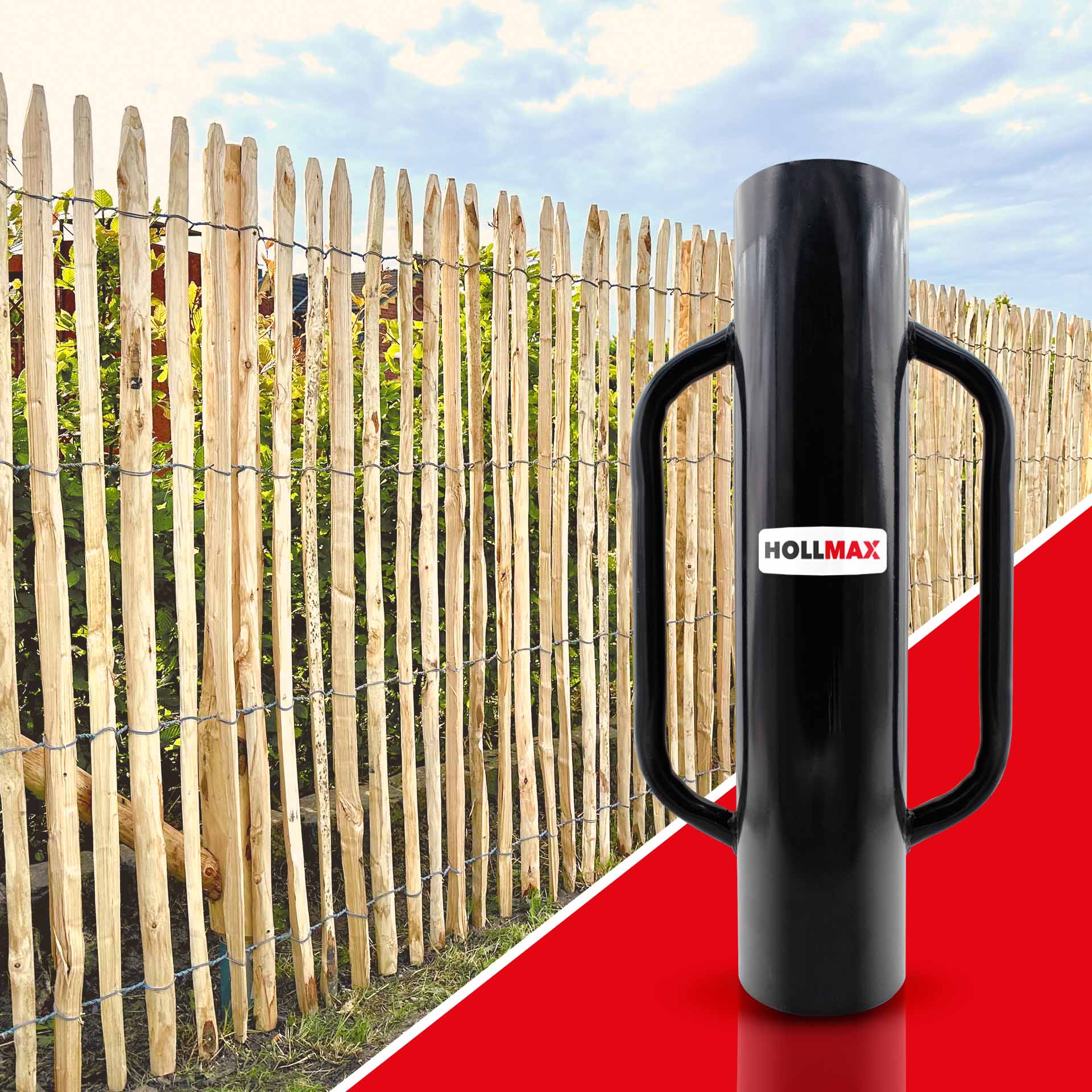 Post driver for fence posts and poles, 13.3 cm diameter, 60 cm height, black Post driver for fence posts and poles, 13.3 cm diameter, 60 cm height, black