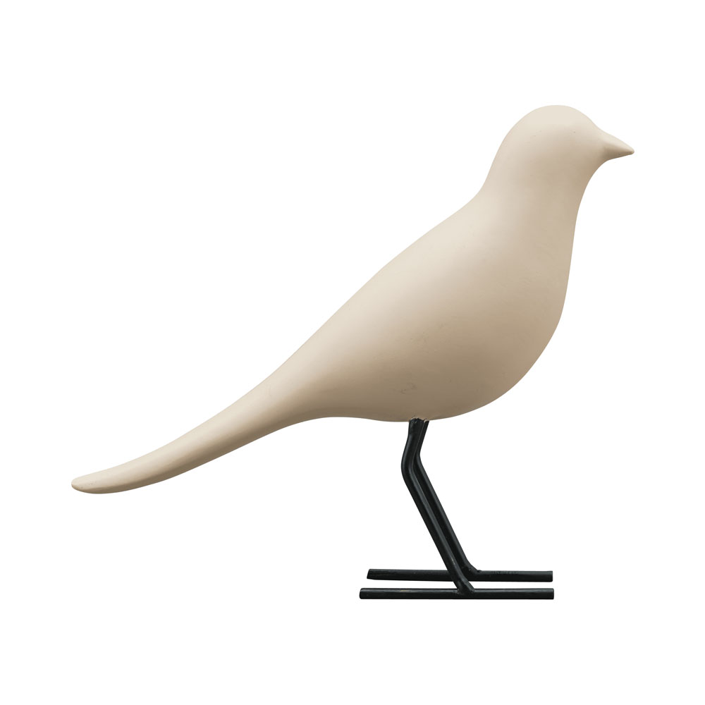 Deko Vogel aus Porzellan, Farbe Beige